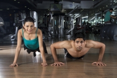 couple doing push ups together