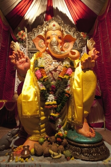 beautiful ganesha idol placed in the temple 