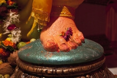 close up shot of ganpati idol feet