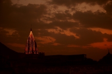 scenic view of a temple after the sunset