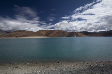 river alongside beautiful mountains of leh ladakh 