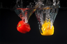 capsicums dipped in water 