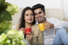 couple having coffee at home 
