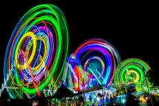 colorful night scene at Pushkar fair