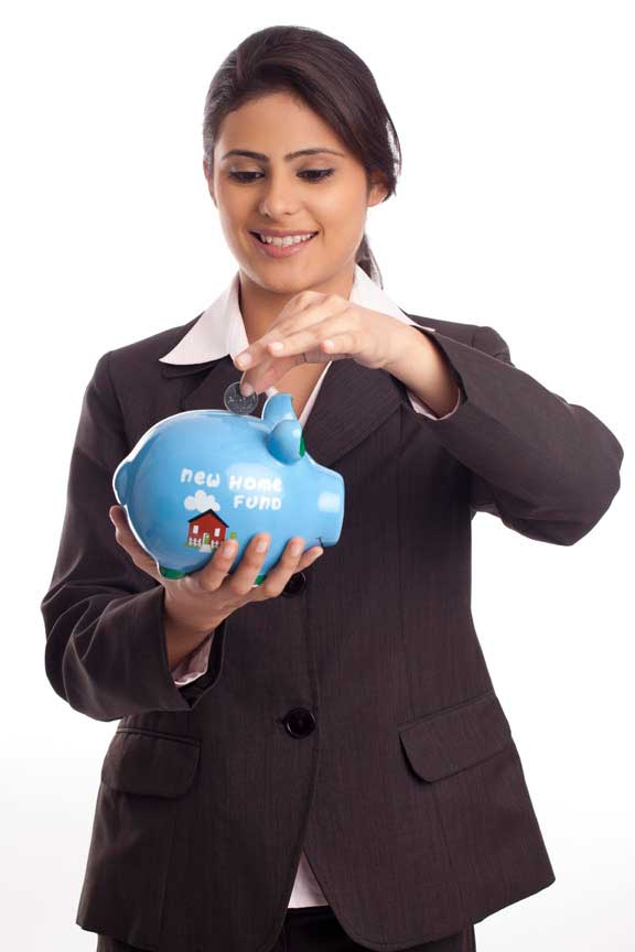 Working woman saving money