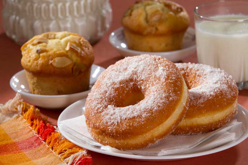 dessert with donuts and muffins