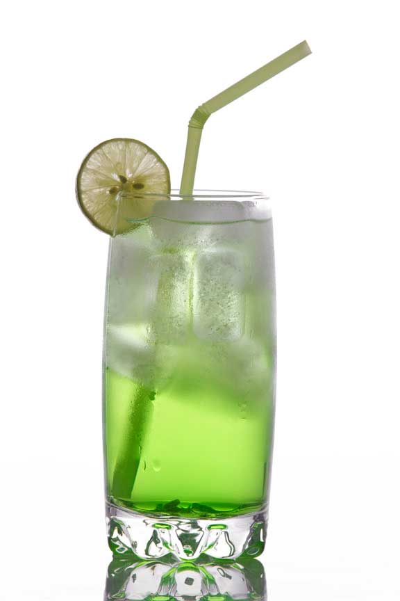 chilled green soda water