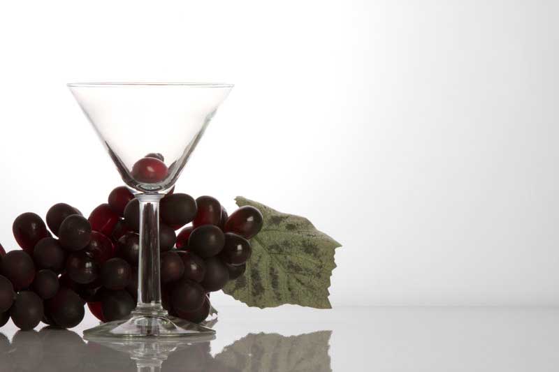 red grapes in a cocktail glass