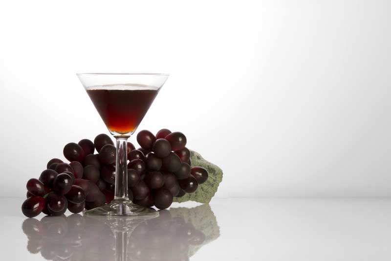 red wine in a cocktail glass