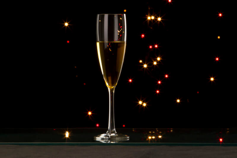 champagne glass with black background