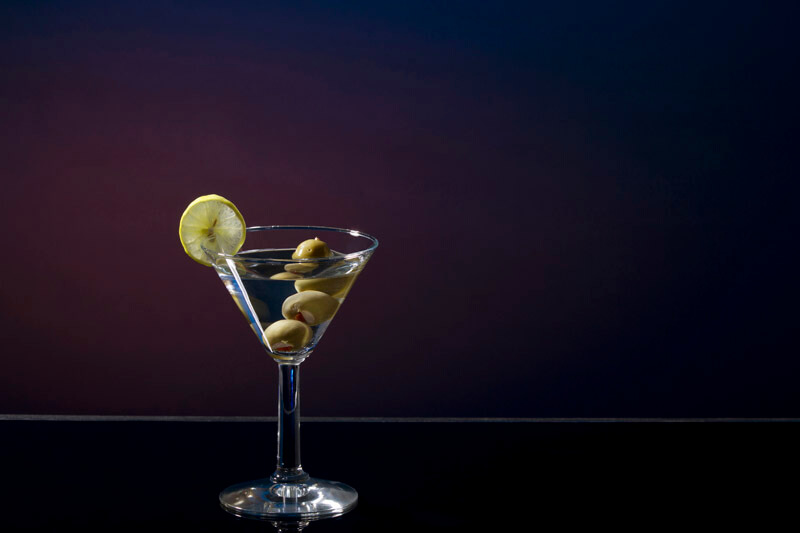 martini with three olives