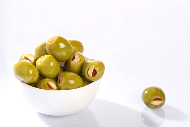 close-up on a bowl of olives