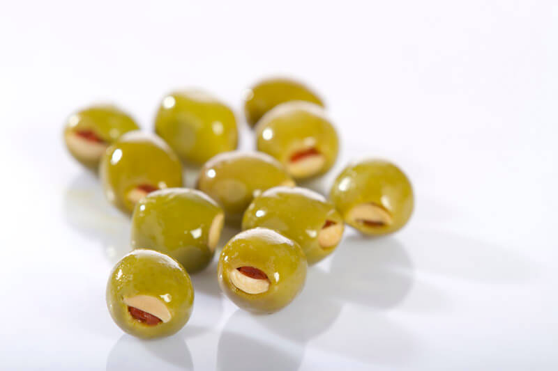 close-up of olives on white back ground