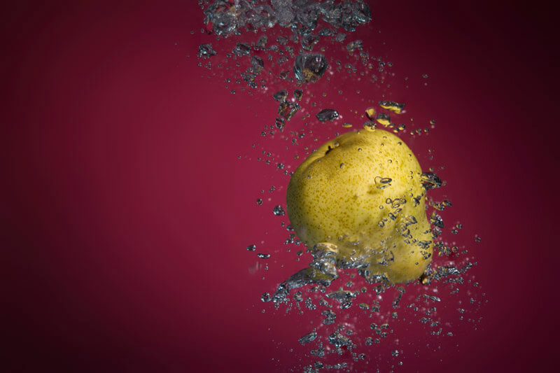 pear immersed in water 