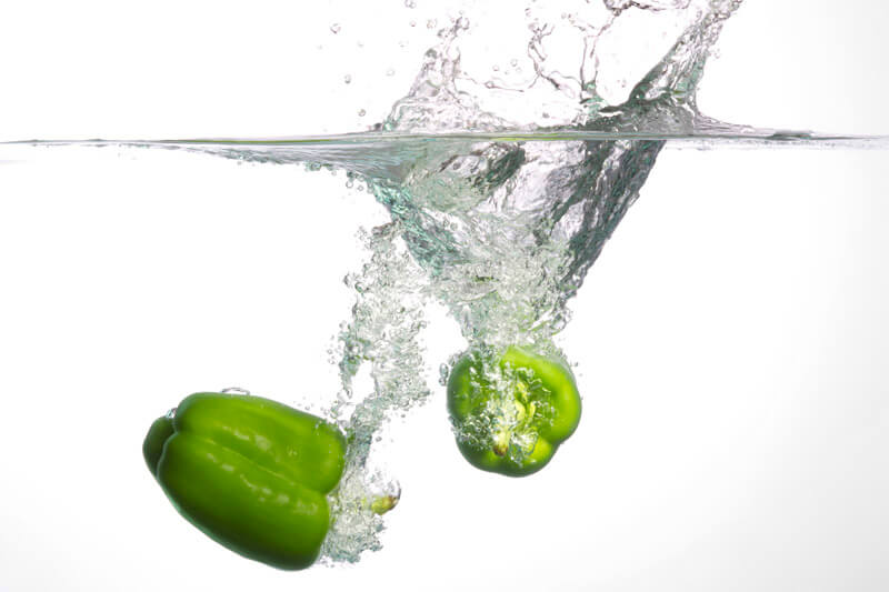 green vegetable immersed in fresh water