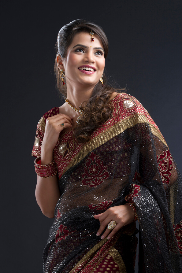 beautiful woman in a designer saree