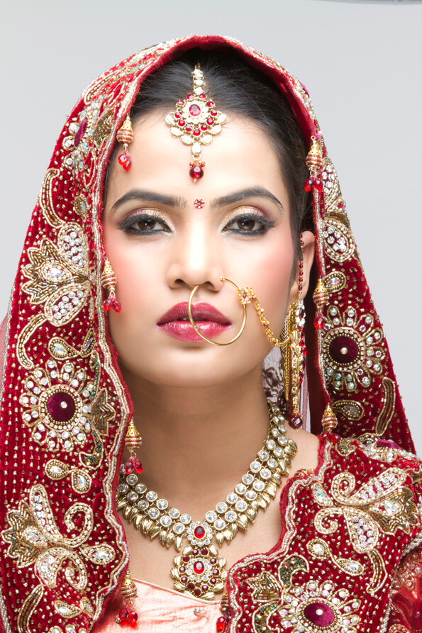 close-up of a indian bride