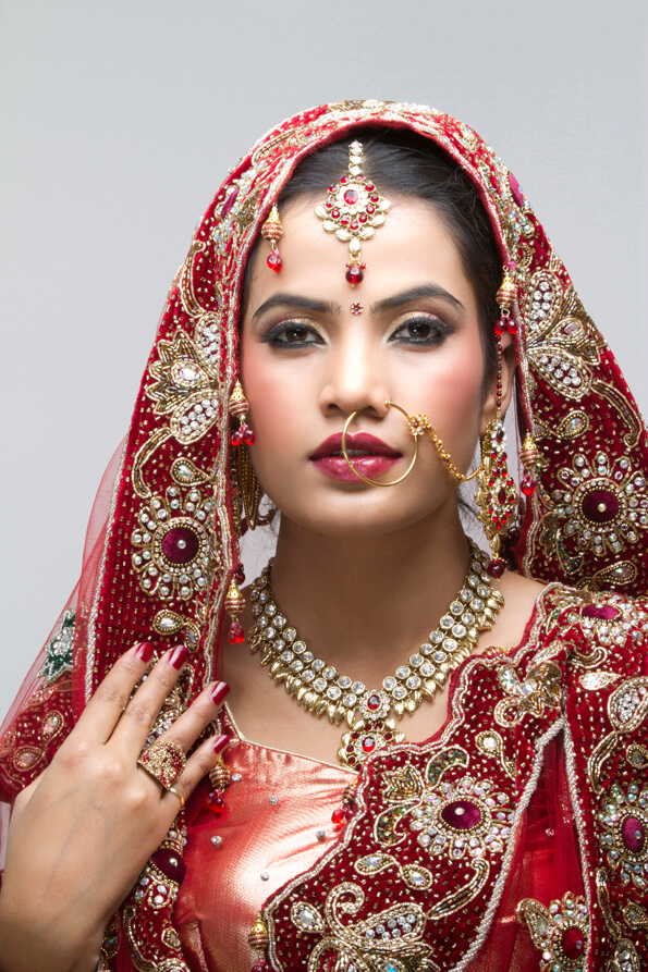 indian bride in bridal wear 