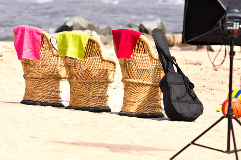 jute chairs on the beach
