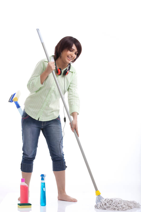 woman mopping the floor