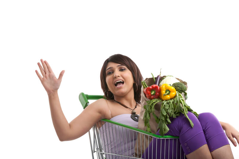 woman waving her hand from a trolley