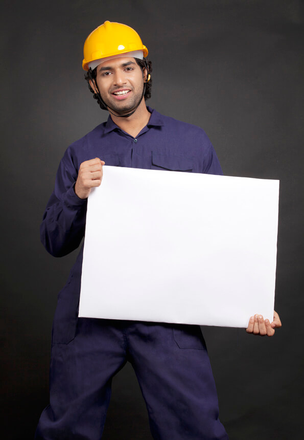 man posing with white board