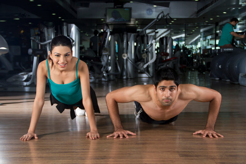 couple doing push ups together
