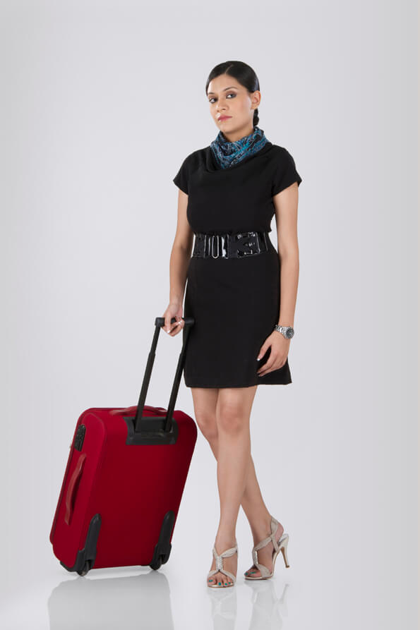 airhostess with her travelling bag