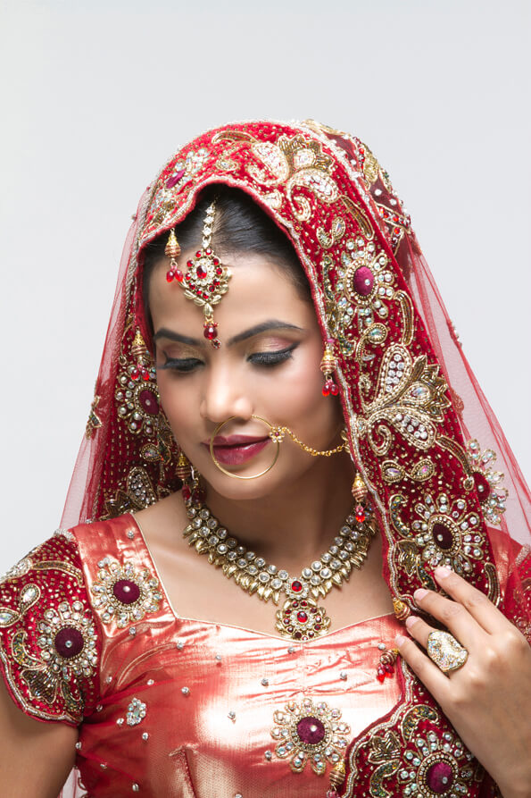 indian bride looking down