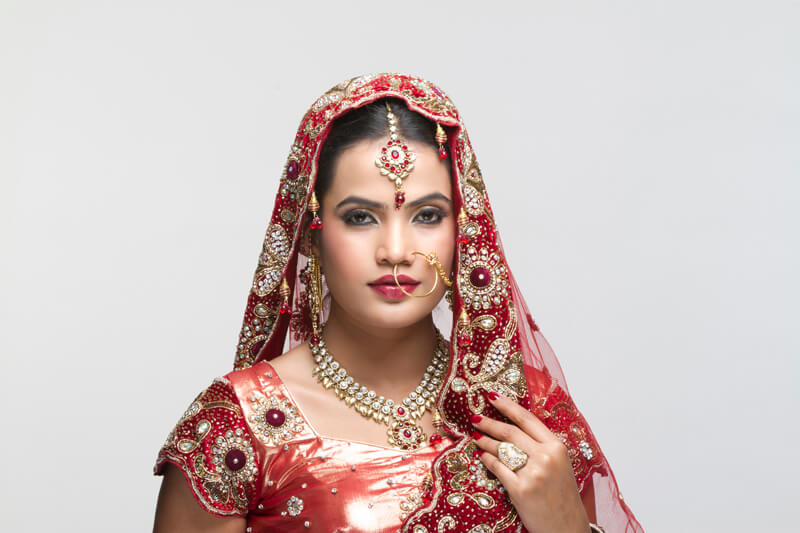 woman in bridal wear posing