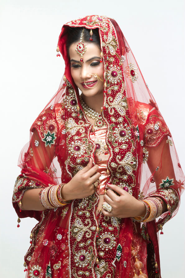 shy indian bride posing
