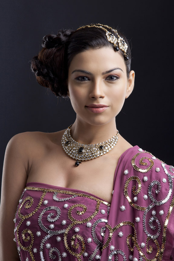 beautiful indian woman wearing traditional jewellery
