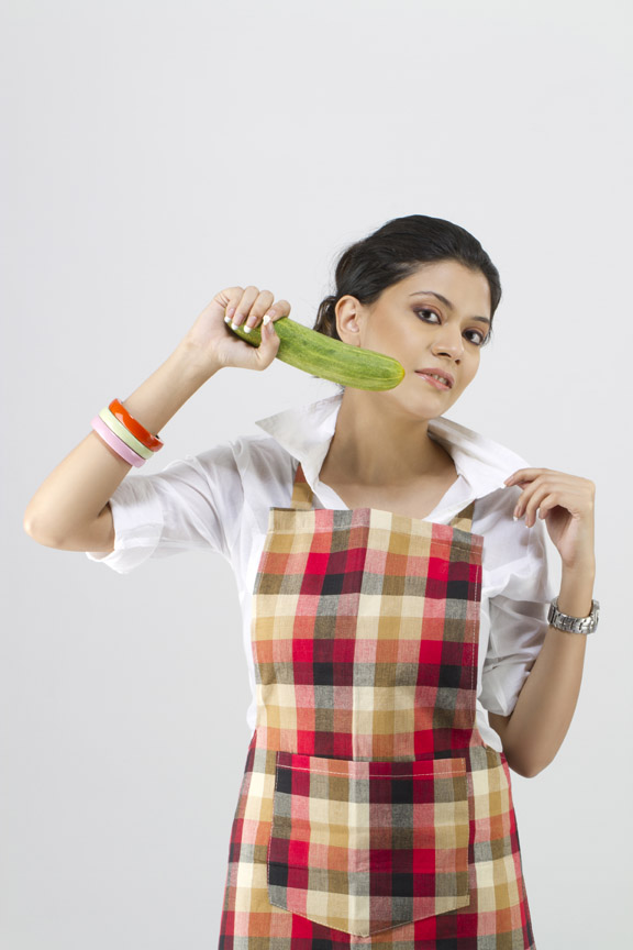 housewife with cucumber