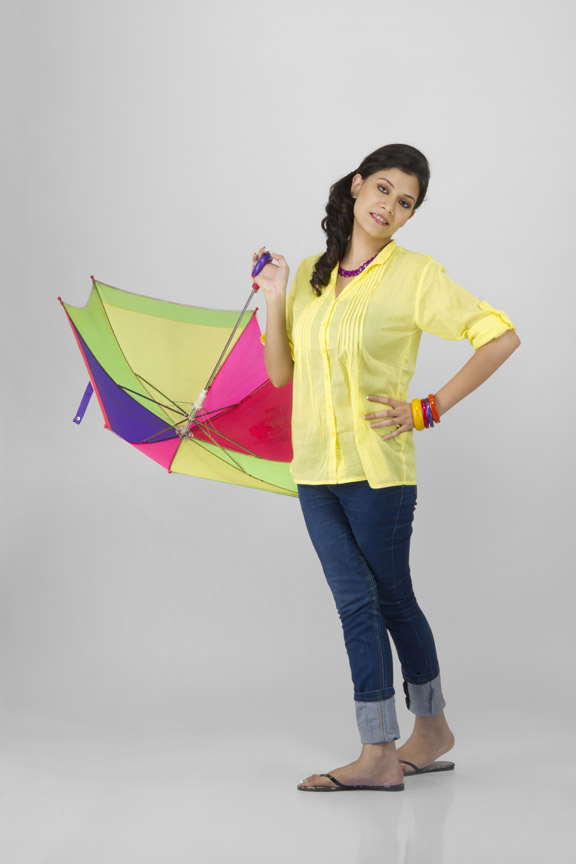 girl with colourful umbrella 