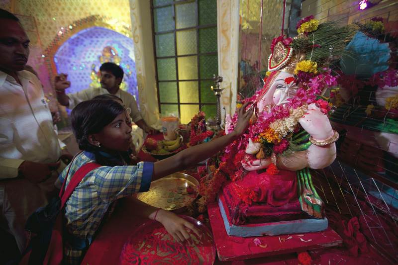 people in temple during ganesh chaturthi