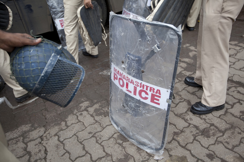 indian police at demonstration 