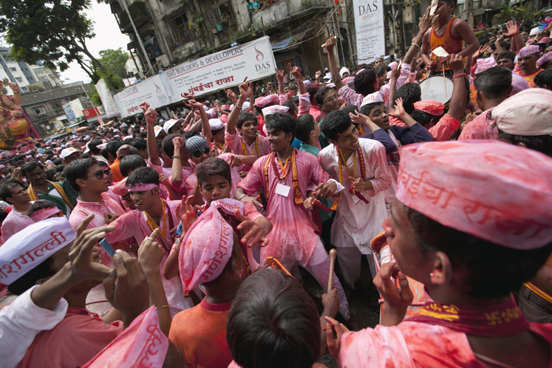 people celebrating festival of ganesh chaturthi in india 