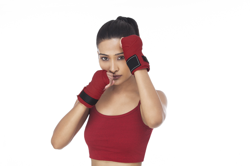 girl posing as boxer 