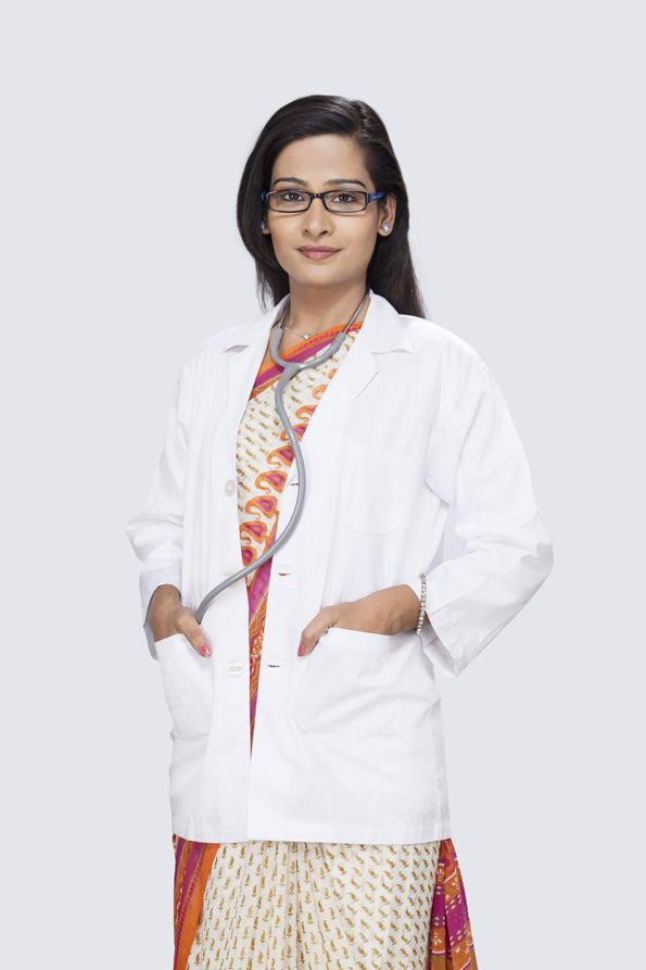 doctor posing with hands in labcoat
