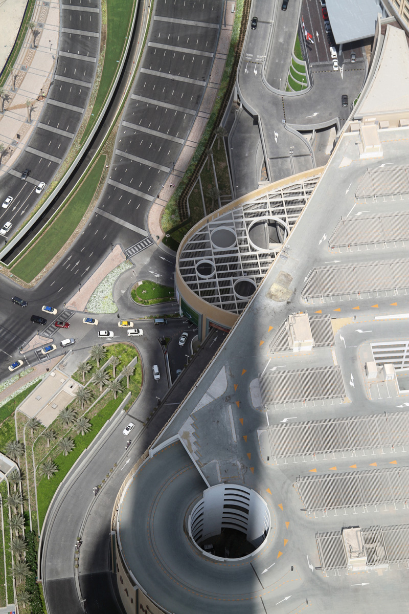 view of dubai roadways from business tower 