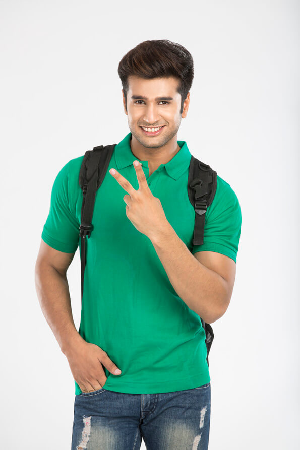 guy posing while showing two fingers