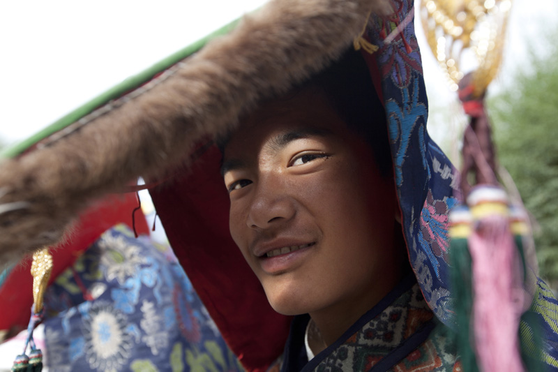 portrait of a young boy in traditional clothes of ladakh