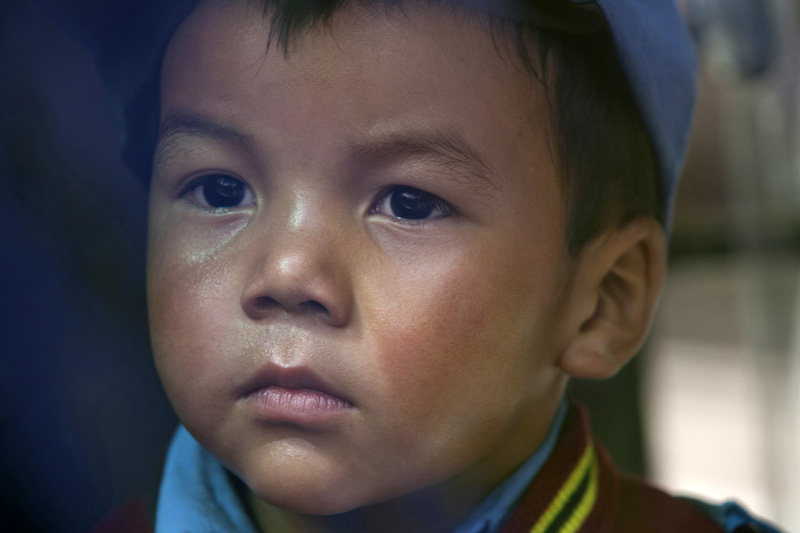 close-up on the face of a child from north india