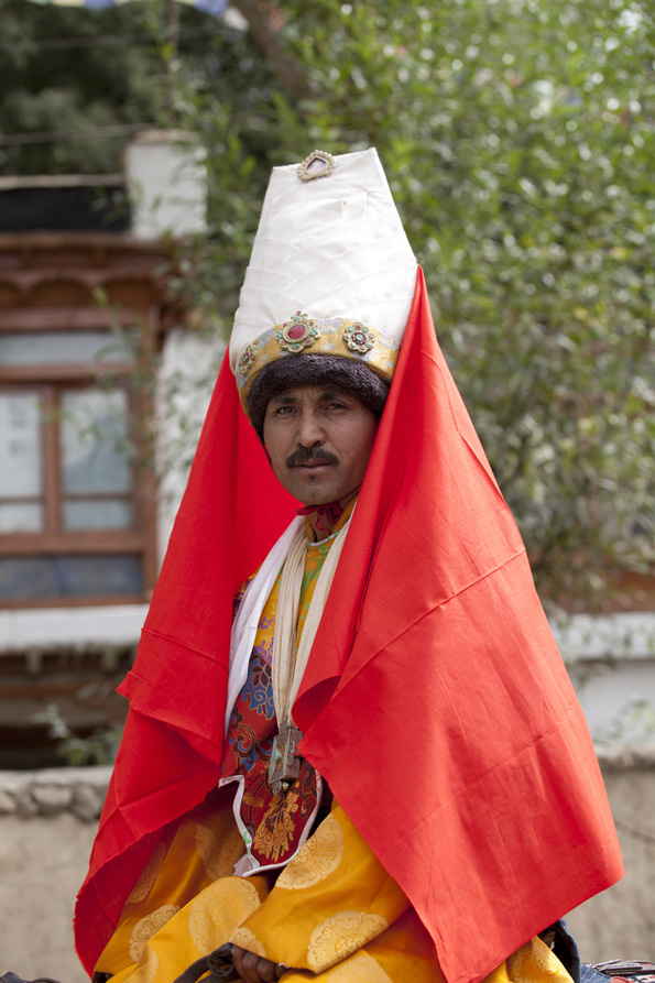 tibetan man dressed in traditional ladakh outfit