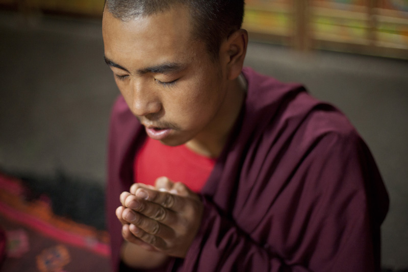buddhist boy praying