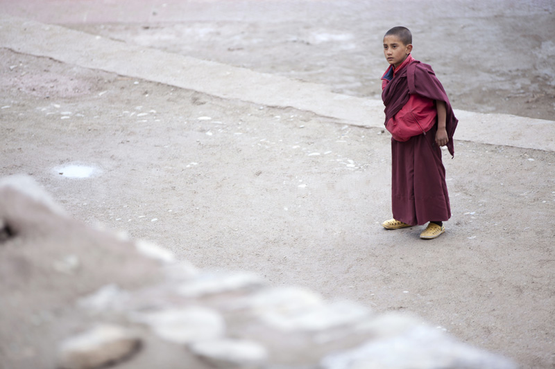 buddhist child looking