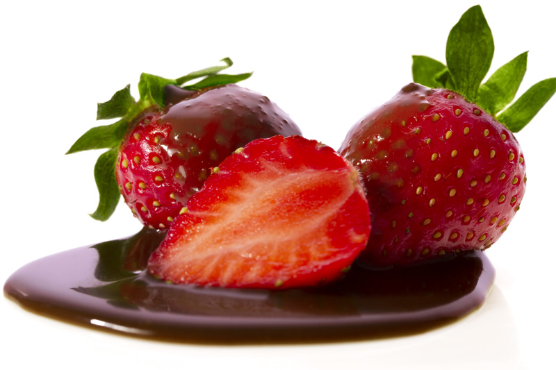 delicious strawberries mixed with chocolate paste 