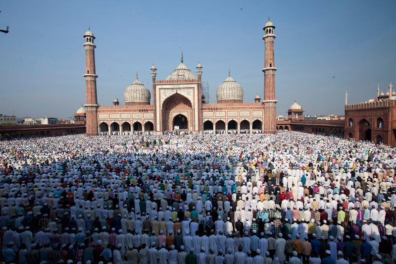 prayer meeting during eid festival at jama masjid 