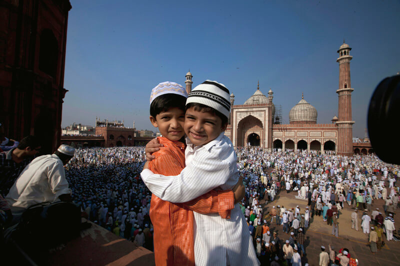 children embracing on eid festival 