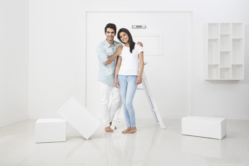 young couple in new home 